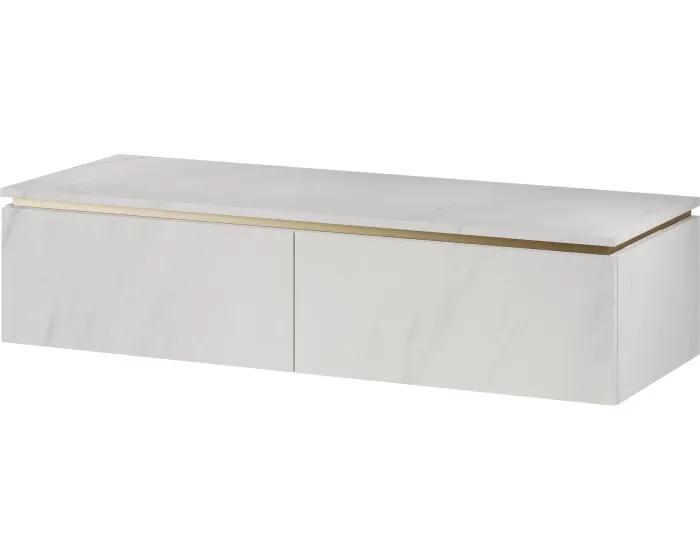 Závěsná skříňka pod umyvadlo Letto 01 120 cm bílý mramor/zlatá