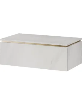 Závěsná skříňka pod umyvadlo Letto 02 80 cm bílý mramor/zlatá