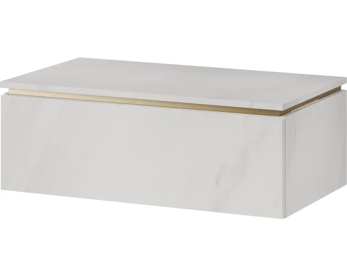 Závěsná skříňka pod umyvadlo Letto 02 80 cm bílý mramor/zlatá