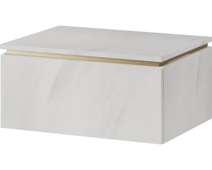 Závěsná skříňka pod umyvadlo Letto 03 60 cm bílý mramor/zlatá