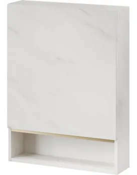 Závěsná koupelnová skříňka Letto 04 60 cm bílý mramor/zlatá