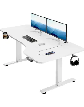 Elektricky nastavitelný psací stůl Kenpachi 160 cm bílý