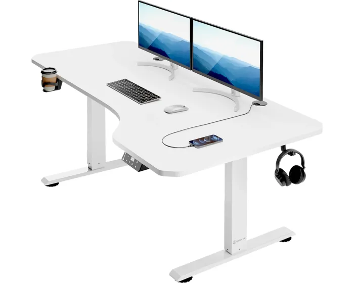 Elektricky nastavitelný psací stůl Kenpachi 160 cm bílý