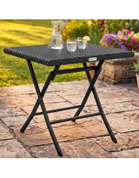 Zahradní skládací stolek Romi 65 cm polyratan černý