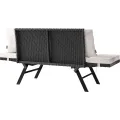 Zahradní lavice Hyro 176 cm polyratan černá/krémová
