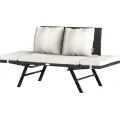Zahradní lavice Hyro 176 cm polyratan černá/krémová