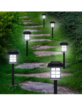 Sada 6 ks solárních LED lamp Patyway černá/studená bílá