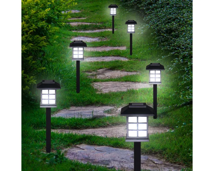 Sada 6 ks solárních LED lamp Patyway černá/studená bílá