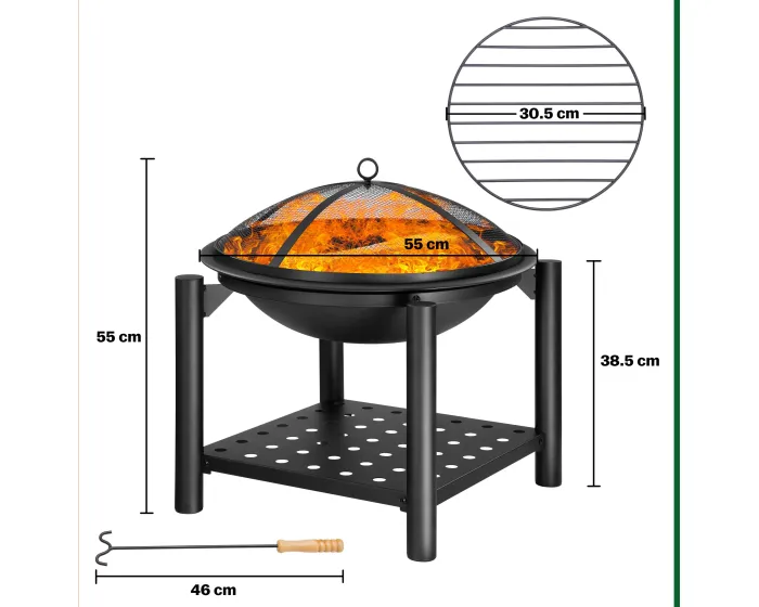 Zahradní ohniště Jamie 55 cm černé