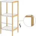 Bambusový regál Leonard 80 cm bílý/natural