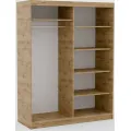 Šatní skříň Deliah s posuvnými dveřmi a zrcadlem 160 cm dub Artisan/černá