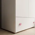 Dětská šatní skříň Emila srdce 80 cm bílá/růžová