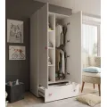 Dětská šatní skříň Emila srdce 80 cm bílá/růžová
