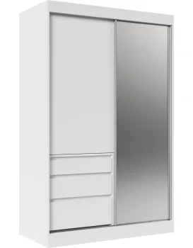 Šatní skříň se zrcadlem Haidy 140 cm bílá