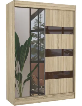 Šatní skříň s posuvnými dveřmi a zrcadlem Touran 150 cm dub Sonoma