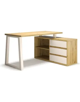 Rohový psací stůl IWANNA II kašmír/dub artisan 