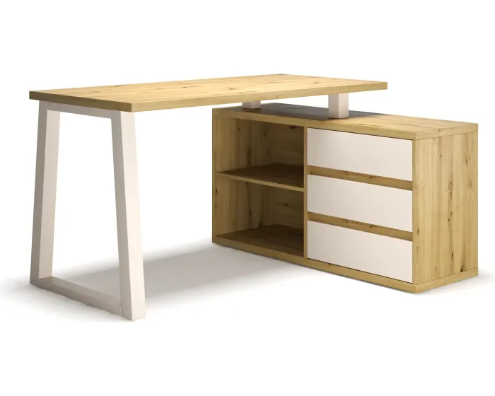 Rohový psací stůl IWANNA II kašmír/dub artisan 