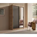Šatní skříň s posuvnými dveřmi a zrcadlem Haley 120 cm dub Artisan/černá