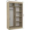 Šatní skříň s posuvnými dveřmi a zrcadlem Touran 120 cm dub Sonoma