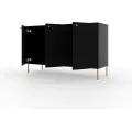 Komoda Tilina 3D 125 cm černá/zlatá
