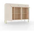 Komoda Tilina 3D 3S 125 cm béžová/zlatá