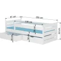 Jednolůžková postel Bemmano z masivu s úložným prostorem 90x200 borovice přírodní