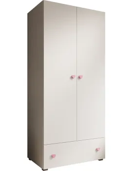 Dětská šatní skříň Emila srdce 80 cm bílá/růžová