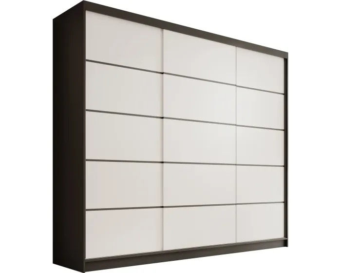 Šatní skříň s posuvnými dveřmi Andyas 250 cm černá/bílá