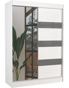 Šatní skříň se zrcadlem Touran 150 cm bílá/šedá