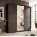 Šatní skříň s posuvnými dveřmi a zrcadlem Sonica 200 cm černá