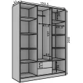 Šatní skříň se zrcadlem Nerida 150 cm černá/hnědá