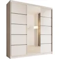Šatní skříň s posuvnými dveřmi a zrcadlem Sonica 200 cm bílá