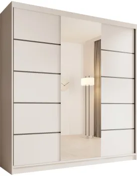 Šatní skříň s posuvnými dveřmi a zrcadlem Sonica 200 cm bílá
