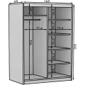 Šatní skříň Deliah s posuvnými dveřmi a zrcadlem 160 cm dub Artisan/černá