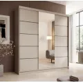 Šatní skříň s posuvnými dveřmi a zrcadlem Sonica 200 cm kašmírová