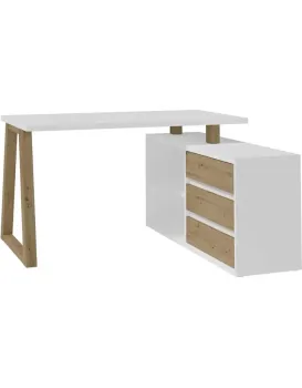 Rohový psací stůl IWANNA II bílý/dub artisan