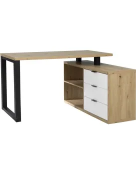 Rohový psací stůl ROMARO dub artisan/bílý 