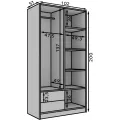 Šatní skříň se zrcadlem Nerida 100 cm bílá/hnědá