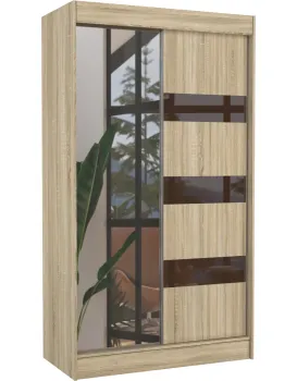 Šatní skříň s posuvnými dveřmi a zrcadlem Touran 120 cm dub Sonoma