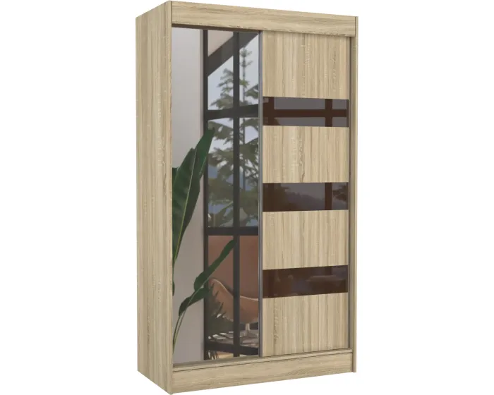 Šatní skříň s posuvnými dveřmi a zrcadlem Touran 120 cm dub Sonoma
