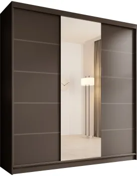 Šatní skříň s posuvnými dveřmi a zrcadlem Sonica 200 cm černá