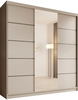 Šatní skříň s posuvnými dveřmi a zrcadlem Sonica 200 cm kašmírová