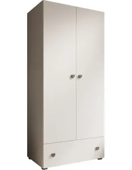 Dětská šatní skříň Emila srdce 80 cm bílá/šedá