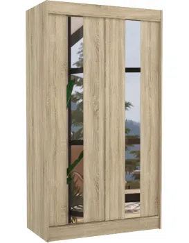 Šatní skříň s posuvnými dveřmi a zrcadlem Balaton 120 cm dub Sonoma