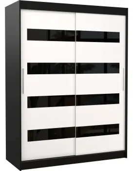 Šatní skříň s posuvnými dveřmi Martiz 150 cm černá/bílá
