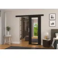 Posuvné interiérové dveře se zrcadlem BRITA 86x205 cm černé