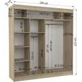 Šatní skříň s posuvnými dveřmi a zrcadlem Touran 200 cm dub Sonoma