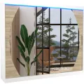 Šatní skříň s posuvnými dveřmi, zrcadlem a LED osvětlením Camb 250 cm bílá/dub Sonoma