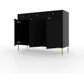 Komoda Tilina 3D 3S 125 cm černá/zlatá