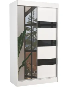 Šatní skříň se zrcadlem Touran 120 cm bílá/černá